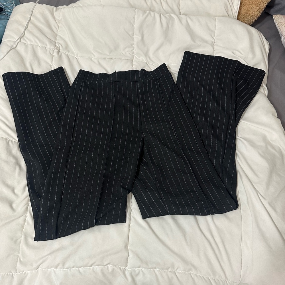 Fashion Nova Black Pinstripe Trousers